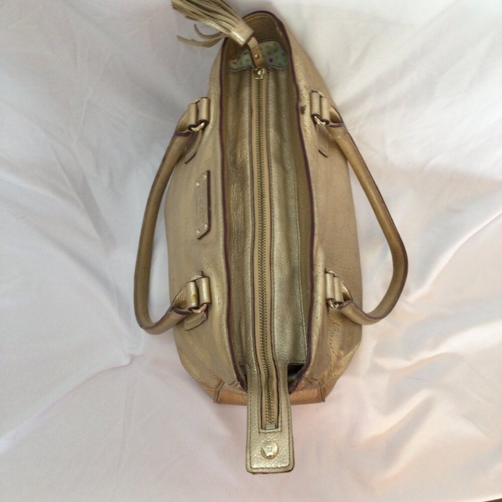 Kate Spade York Street Metallic Gold Leather Satchel • WKRU0812 • Care Cards - Picture 10 of 16